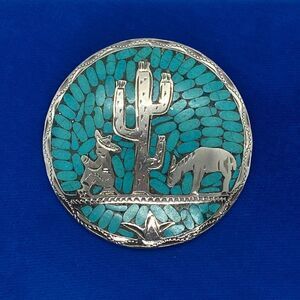 💛 925 Vintage Turquoise MEX Pendant/Brooch